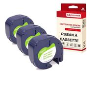 Ruban S0721510 91200 pour DYMO Letratag compatible noir sur fond blanc x 3 pour ruban d'étiquette- 12mm * 4m NOPAN-INK