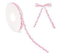 Ruban Saint Valentin Imprimé Coeur 10mm 44 Mètres Ruban Satin Rose Blanc Rubans Cadeau Rose Blanc Pour Emballage Cadeaux Saint Valentin Artisanat Gâteau Fleurs Mariage Décoration Ballons Bouquets