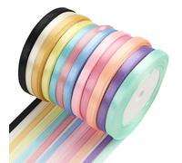 Ruban Satin 12PCS, Multicolore 6mm x 23m par Rouleau, pour Décoration DIY, Mariages, Fêtes et Emballage Cadeau Bouquet de Fleurs, Assortiment de Couleurs Vives pour Créations Diverses