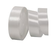 Ruban Satin 25mm, 23 mètres Blanc d'Origine Rubans de Tissu pour Emballage des Cadeaux pour Fête Noël Halloween, Artisanat, Bouquets, Projets de Couture, Anniversaire et Mariage Gâteau Décoration