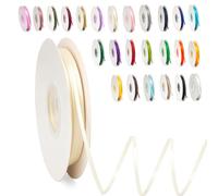 Ruban Satin, 3mm x 91m Ruban de Ballon Blanc Cassé en Satin pour Créer des Cartes, Scrapbooks, Emballage Cadeaux Décorations, Fleurs, Boîtes, Marque-places, Gâteaux, Confirmation, Mariage, Noël