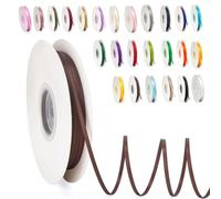 Ruban Satin, 3mm x 91m Ruban de Ballon Brun en Satin pour Créer des Cartes, Scrapbooks, Emballage Cadeaux Décorations, Fleurs, Boîtes, Marque-places, Gâteaux, Confirmation, Mariage, Noël