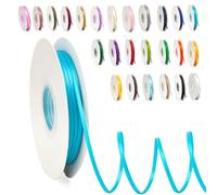 Ruban Satin, 3mm x 91m Ruban de Ballon Paon Bleu en Satin pour Créer des Cartes, Scrapbooks, Emballage Cadeaux Décorations, Fleurs, Boîtes, Marque-places, Gâteaux, Confirmation, Mariage, Noël
