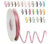 Ruban Satin, 3mm x 91m Ruban de Ballon Pâte de Haricots en Satin pour Créer des Cartes, Scrapbooks, Emballage Cadeaux Décorations, Fleurs, Boîtes, Marque-places, Gâteaux, Confirmation, Mariage, Noël