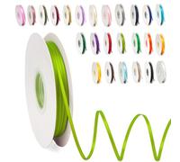 Ruban Satin, 3mm x 91m Ruban de Ballon Vert Fluorescent en Satin pour Créer des Cartes, Scrapbooks, Emballage Cadeaux Décorations, Fleurs, Boîtes, Marque-places, Gâteaux, Confirmation, Mariage, Noël