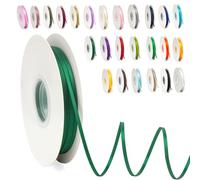 Ruban Satin, 3mm x 91m Ruban de Ballon Vert Foncé en Satin pour Créer des Cartes, Scrapbooks, Emballage Cadeaux Décorations, Fleurs, Boîtes, Marque-places, Gâteaux, Confirmation, Mariage, Noël
