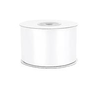 Ruban Satin 50 mm blanc x 25 m - Décoratif Unilatéral pour Mariage, Baptême - 5 cm de Large