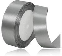 Ruban Satin Argent 25mm,22m Ruban Satin Gris,Ruban Cadeau Emballage,Ruban Noel Ruban Tissu Pour Ballon,Couture,N?Uds,Artisanat,Bouquet,Décoration De Mariage,Voitures,Anniversaire Et Emballage Cadeau