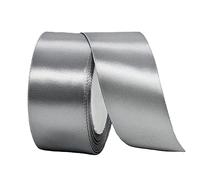 Ruban Satin Argent Gros 40mm,22m Polyester Ruban Satin,Ruban Cadeau Emballage,Ruban Noel Ruban Tissu pour Couture,Nœuds,Artisanat,Bouquet,Décoration de Mariage,Voitures,Anniversaire,Gâteau