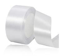 Ruban Satin Blanc 40mm, 23 mètres Rubans de Tissu pour Emballage Des Cadeaux, Artisanat, Bouquets, Projets de Couture, Anniversaire et Mariage Gâteau Décoration