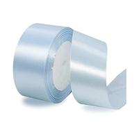 Ruban Satin Bleu Clair 40mm, 23 mètres Rubans de Tissu pour Emballage Des Cadeaux, Artisanat, Bouquets, Projets de Couture, Anniversaire et Mariage Gâteau Décoration