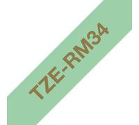 Ruban satin Brother TZe-RM34 / TZERM34, doré sur vert menthe, 12 mm x 4 m