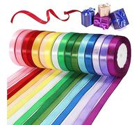 Ruban Satin Couleur - 16 Rouleaux 20mm X 22m, Mixte Coloris Tissu Pour Bricolage, Art & Artisanat, Emballage Cadeau, Ballons, Nœuds, Décoration De Mariage