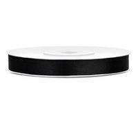 PartyDeco – Ruban satin 6 mm 25 mètres – Noir – Taille unique