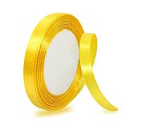 Ruban Satin Jaune 10mm, 23 mètres Rubans de Tissu pour Emballage Des Cadeaux, Artisanat, Bouquets, Projets de Couture, Anniversaire et Mariage Gâteau Décoration