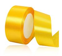 Ruban Satin Jaune 40mm, 23 mètres Rubans de Tissu pour Emballage Des Cadeaux, Artisanat, Bouquets, Projets de Couture, Anniversaire et Mariage Gâteau Décoration