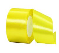Ruban Satin Jaune Citron Gros 50mm,22m Polyester Ruban Satin,Ruban Cadeau Emballage,Ruban Noel Ruban Tissu pour Couture,Nœuds,Artisanat,Bouquet,Décoration de Mariage,Voitures,Anniversaire,Gâteau