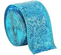 Ruban Satin Noël 3.8cm x 2m Pailleté pour déco Ruban Satin Noël(3.8CM Azure)