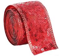Ruban Satin Noël 3.8cm x 2m Pailleté pour déco Ruban Satin Noël(3.8CM Red)