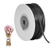 Ruban Satin Noir, 3mm x 91m, Rubans de Tissu Couture, Creative Ruban de Satin Double, Ruban Couture pour Mariage, Fête, Cadeau, Décoration