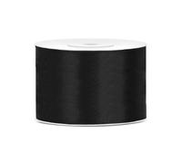 PartyDeco Ruban en satin 5 cm x 25 m – Noir