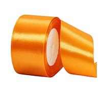 Ruban Satin Orange Gros 50mm,22m Polyester Ruban Satin,Ruban Cadeau Emballage,Ruban Noel Ruban Tissu pour Couture,Nœuds,Artisanat,Bouquet,Décoration de Mariage,Voitures,Anniversaire,Gâteau