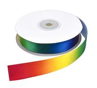 Ruban Satin Polyeste pour Décoration Artisanat, Ruban Paquet Cadeau Couleur arc-en-ciel, Ruban de Tissu pour Emballage de Cadeaux, Décoration DIY avec Ruban Arc-en-Ciel