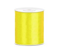 Ruban Satin Polyester Noeud et Emballage Cadeau 6/12/25/38/50/100mm x 25m (Taille 100mm x 25m - Couleur Jaune)