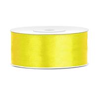 Ruban Satin Polyester Noeud et Emballage Cadeau 6/12/25/38/50/100mm x 25m (Taille 25mm x 25m - Couleur Jaune)