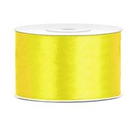 Ruban Satin Polyester Noeud et Emballage Cadeau 6/12/25/38/50/100mm x 25m (Taille 38mm x 25m - Couleur Jaune)