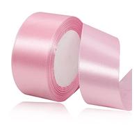 Ruban Satin Rose 40mm, 23 mètres Rubans de Tissu pour Emballage Des Cadeaux, Artisanat, Bouquets, Projets de Couture, Anniversaire et Mariage Gâteau Décoration