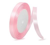 Ruban Satin Rose Pâle 10mm, 23 mètres Rubans de Tissu pour Emballage Des Cadeaux, Artisanat, Bouquets, Projets de Couture, Anniversaire et Mariage Gâteau Décoration