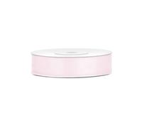 PartyDeco Ruban satin double-face 12 mm x 25 m Rose pastel