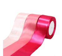 Ruban Satin Rose, Rouleaux de Rubans de Satin 3 Couleurs 22m x 50mm Ruban Tissu Rose, Rubans Bouquet Mariée de Fêtes, Emballage de Cadeaux, et Cadeaude Fond Anniversaire Mariage Baptême Décor