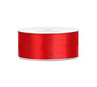 PartyDeco Ruban satin rouge 25 mm x 25 m