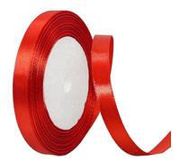 Ruban Satin Rouge, Ruban de Satin 10mm x 22m, Ruban Tissu Ruban Cadeau pour Emballage Cadeau, Artisanat, Bouquet de Mariée, Décoration de Mariage