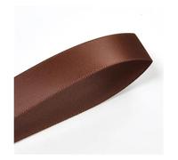 Ruban Satin Ruban satin double face marron foncé, 25, 28, 32, 38 mm, 100 mètres, for décoration de fête, mariage, fleurs roses faites à la main(Friar brown 870,32mm)