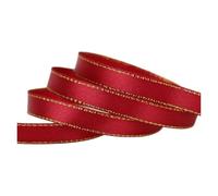 Ruban Satin Rubans de satin rose à bord doré, 25 yards, 10 mm (3/8 po), rubans d'emballage(Burgundy)
