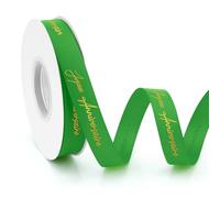 Ruban Satin Vert 15mm 23m pour Noël, Cadeau, Emballage, Joyeux Anniversaire, Décoration, Couture, Cheveux - Happy Birthday