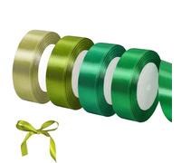 Ruban Satin Vert (20mm X 22m) - Cadeau, Emballage, Mariage, Polyester - 4 Rouleaux De Différentes Nuances - Jeux Du Bouquet Mariée