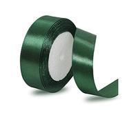 Ruban Satin Vert Foncé 25mm, 23 mètres Rubans de Tissu pour Emballage Des Cadeaux, Artisanat, Bouquets, Projets de Couture, Anniversaire et Mariage Gâteau Décoration