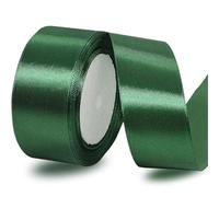 Ruban Satin Vert Foncé 40mm, 23 mètres Rubans de Tissu pour Emballage Des Cadeaux, Artisanat, Bouquets, Projets de Couture, Anniversaire et Mariage Gâteau Décoration
