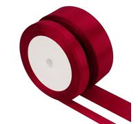 Ruban Satin Vin Rouge 2 Rouleaux 46m - Ruban Rouge Noël - Ruban Satin Burgundy - Ruban Tissu Pour Ballon, Gymnastique - Rubans Vierges - Fête Des Mères - Décorations - Ruban Porte Noël