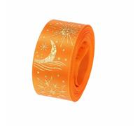 Ruban satiné à marquage à chaud étoiles et lunes de 25 mm, 5 yards (4,47 m) pour Noël, mariage, loisirs créatifs, emballages (style DIY), 3 à 5 yards (2,7 à 4,47 m).