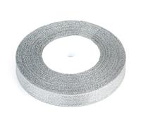 Ruban satiné naturel à paillettes dorées et argentées, 25 mètres/lot, 0,6 à 5 cm, for bricolage, artisanat, emballage cadeau, bouquets, décoration de fête et de Noël(Silver 1.2cm)