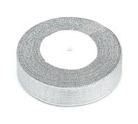 Ruban satiné naturel à paillettes dorées et argentées, 25 mètres/lot, 0,6 à 5 cm, for bricolage, artisanat, emballage cadeau, bouquets, décoration de fête et de Noël(Silver 2.0cm)