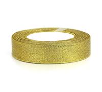 Ruban satiné naturel à paillettes dorées et argentées, 25 mètres/lot, 0,6 à 5 cm, for bricolage, artisanat, emballage cadeau, bouquets, décoration de fête et de Noël(Gold 2.0cm)