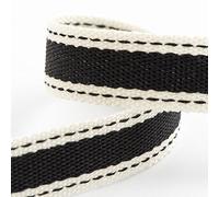 Ruban sergé de coton 15 mm x 10 m - Noir