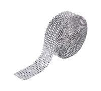 Ruban strass 8 rangées, rouleau d'enveloppe de maille diamant ruban faux cristal strass pour gâteaux de mariage, fête de naissance, décoration d'anniversaire, 1,4 pouces x 10 mètres(argent)