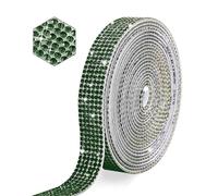 Ruban Strass Autocollant 270 CM, Bande de Diamant Cristal Auto-Adhésif pour Vases, Cahiers, Bagages, Fêtes (Vert)